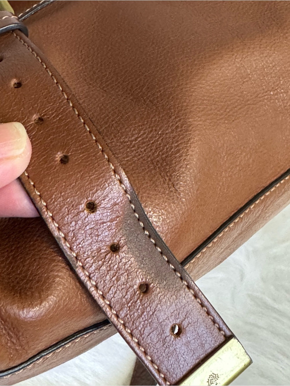 Brown Leather Satchel with Gold Hardware - Picture 6 of 16